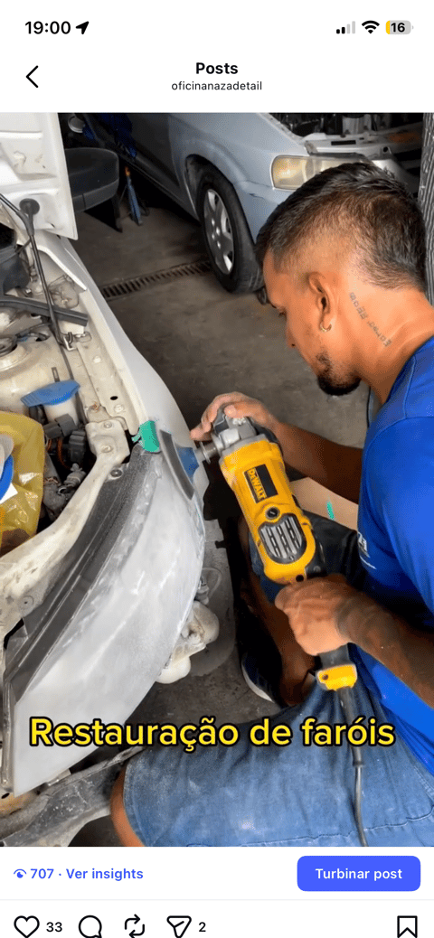 Restauração de faróis e polimento de carro e moto