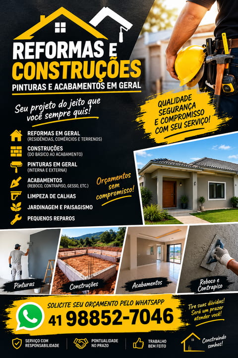Construções reformas e acabamento.