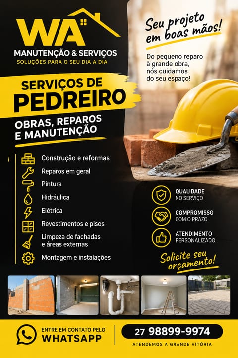 Obras, reformas ou manutenção. Seu espaço em boas mãos