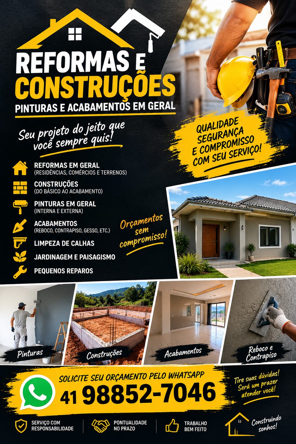 Construções reformas e acabamento.