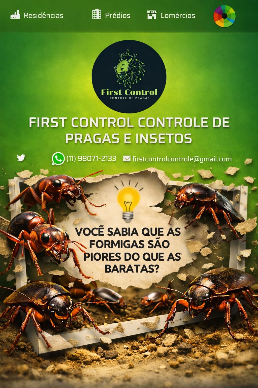 Dedetização completa. Sua segurança é nossa maior preocupação!