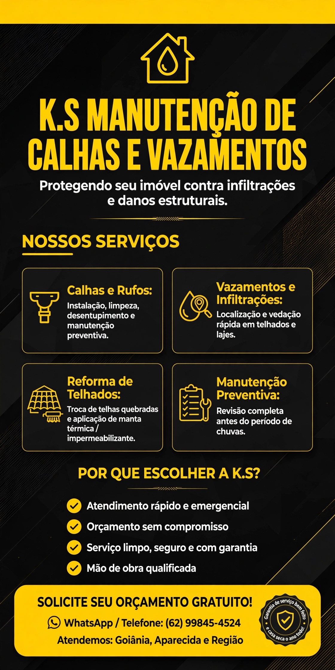 Limpeza e manutenção de calhas e telhados com vazamentos